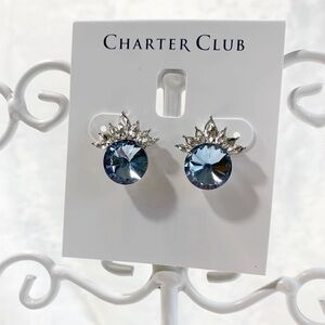 Charter Club blue and crystal post earrings